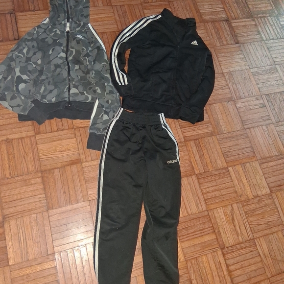 Adidas Black and Gray Tracksuit with Camouflage Hoodie - Picture 1 of 7